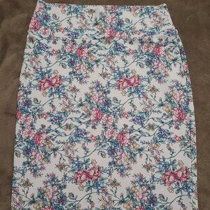 Lularoe rare unicorn pastel blue and pink floral cassie skirt.  EUC Size L